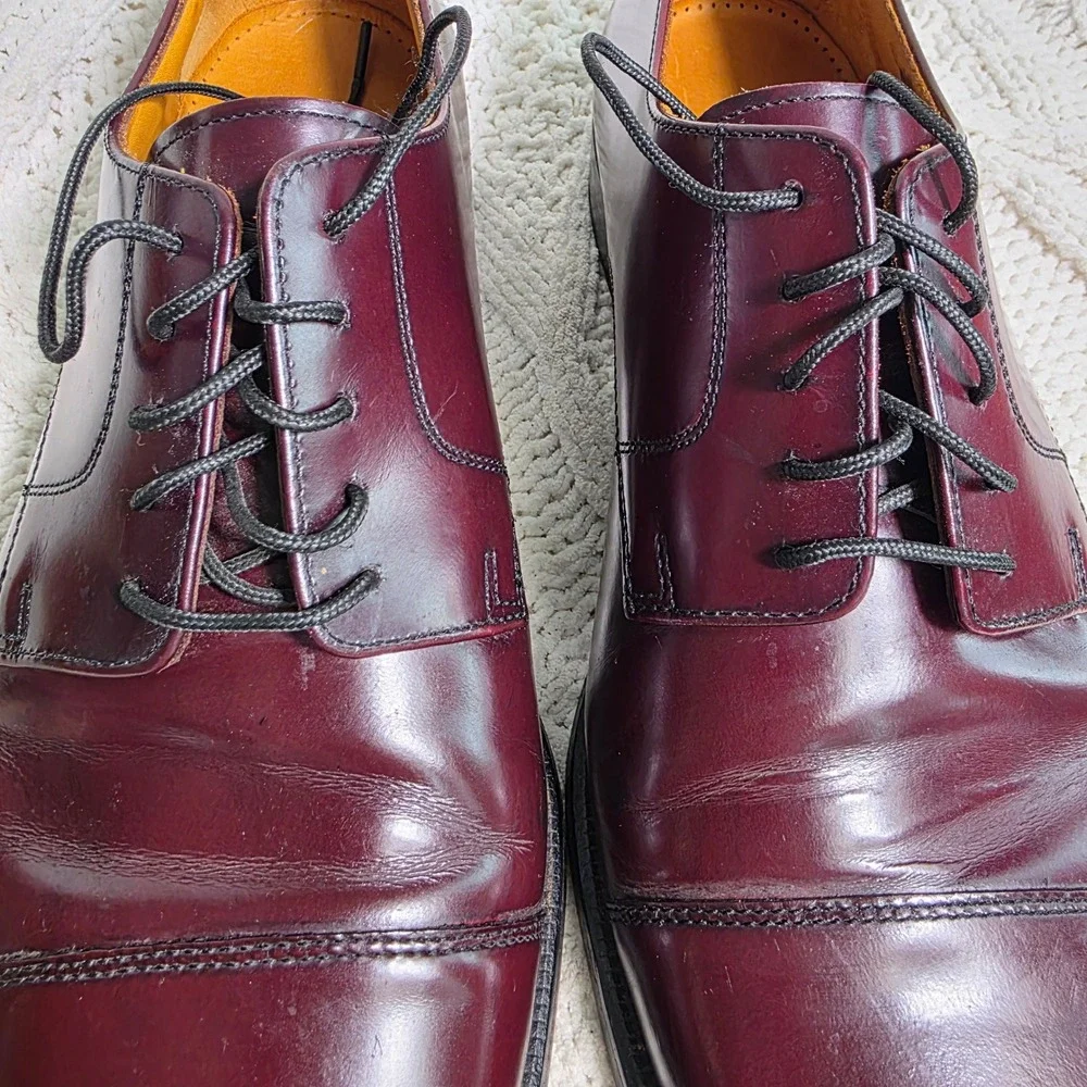 VTG Cole Haan City Cap Toe Oxford Shoes Burgundy Oxblood Leather Mens 9.5 D
